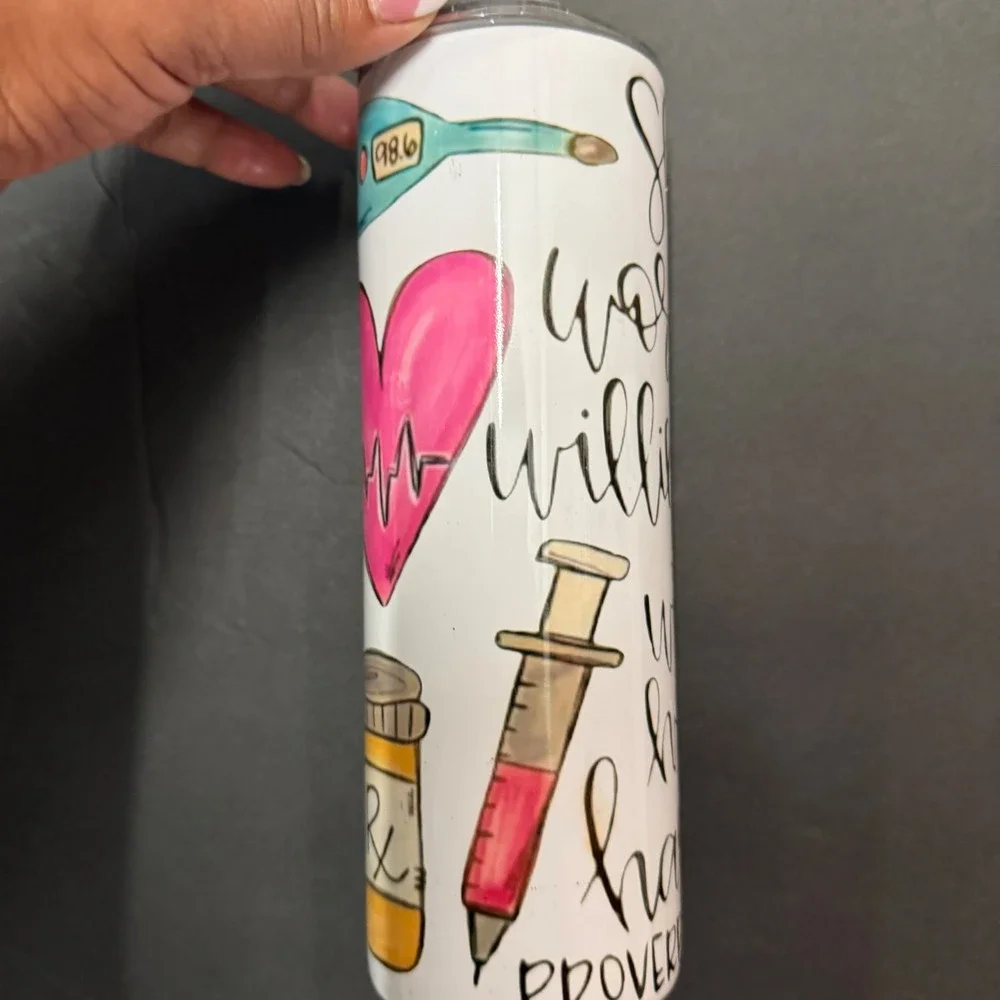 Nurse Proverbs 31:13 Skinny Tumbler 20oz Stainless Steel Travel Mug Medical Gift